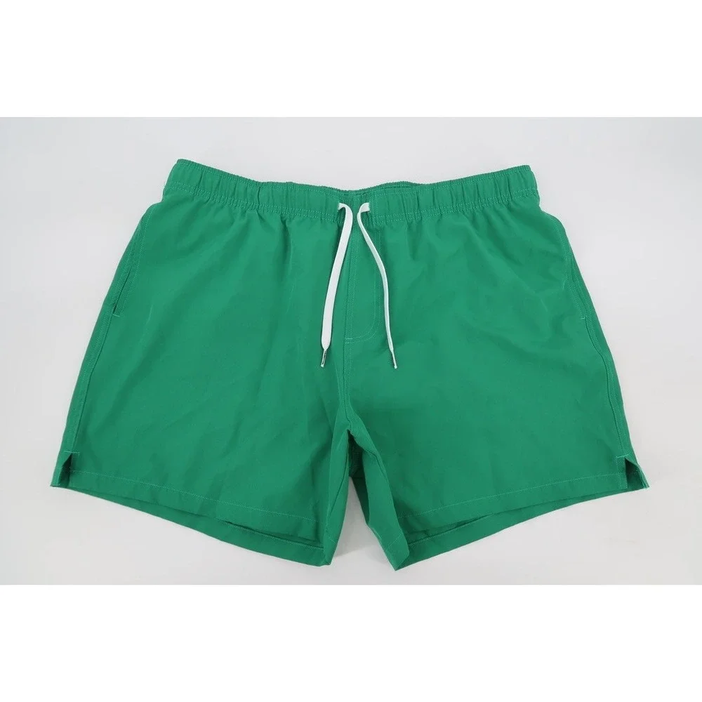 Bearbottom Swim Trunks Mens XXL Green‎ 5.5 Inseam Stretch Lined Elastic Waist